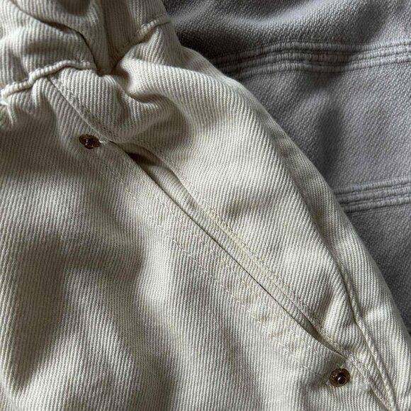 Zara Ecru Barrel Leg Paperbag Waist High Rise Sculptural Denim Jeans - US 4 - Picture 10 of 12